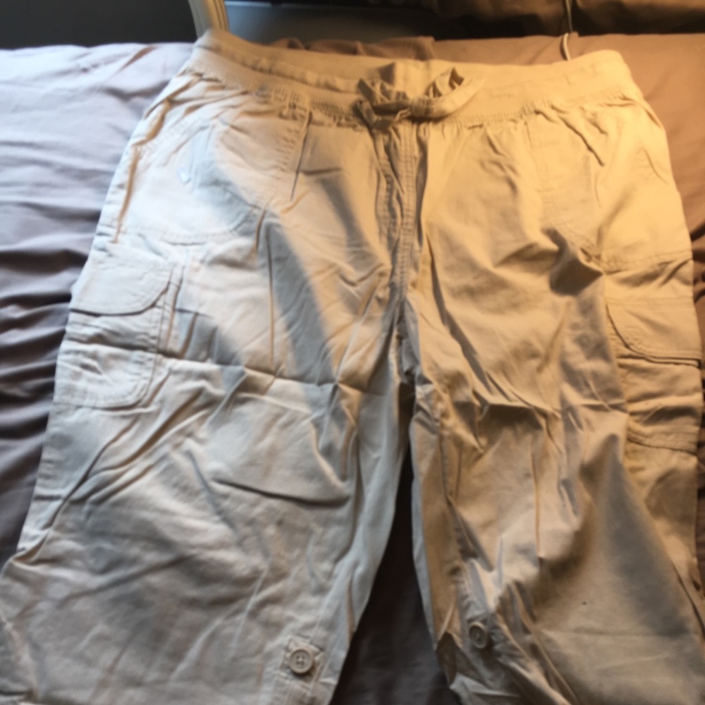 These are a pair of khaki shorts. Brand new.
